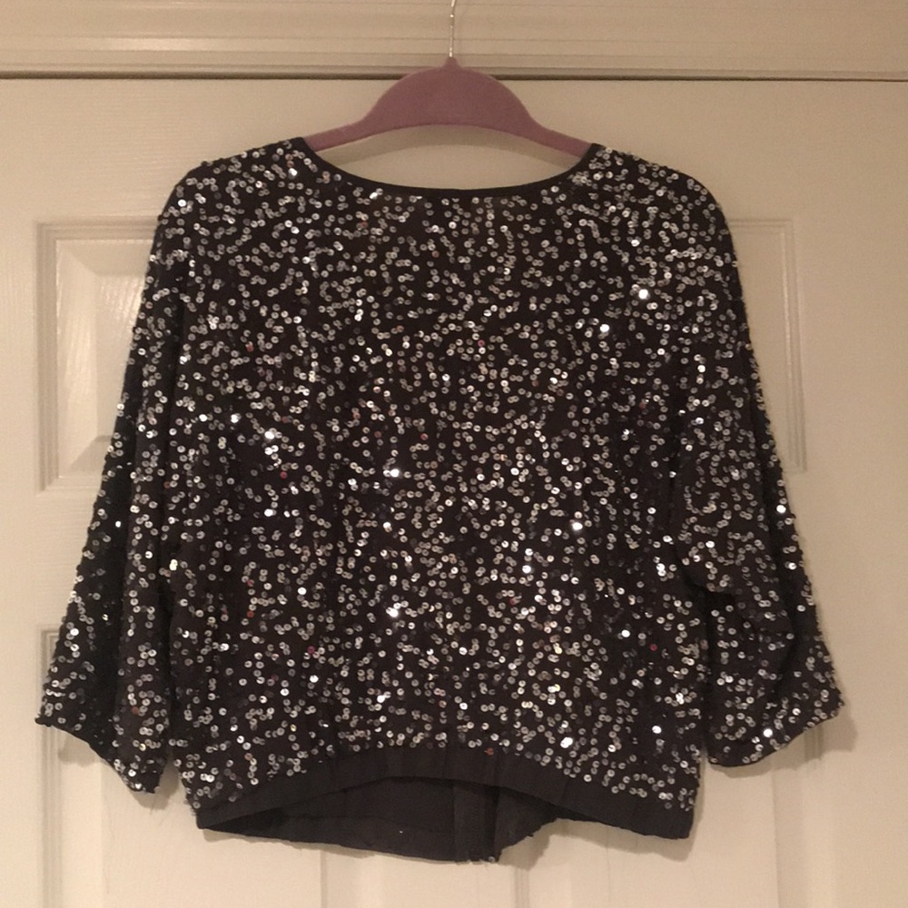 Sparkle & Fade Sequin Bomber Jacket, Size S - image 4